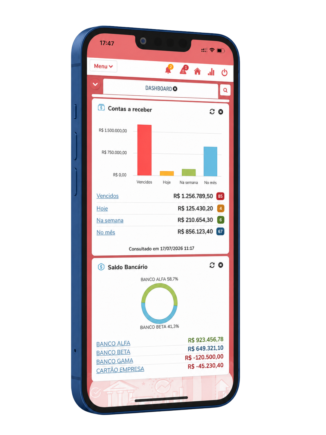 App de Vendas Otimizer rodando em um smartphone - tela 3